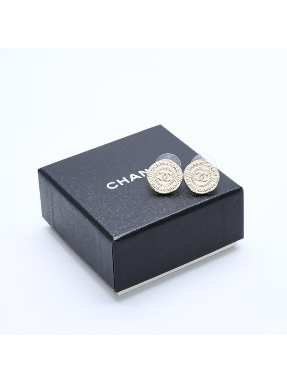 Chanel Earrings CC Logo Coin Motif Gold